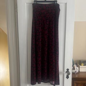 LuLaRoe Black and Red Floral Maxi Skirt